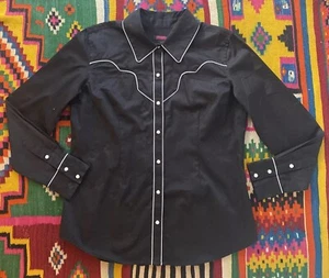 Rock & Roll Westernshirt Damen Größe XL schwarz Perle Druckknopf Rodeo Barbie Cowboy Ken - Bild 1 von 9