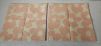 2 Decorative Throw Pillow Covers Pink & Cream Abstract Design 17x17 Square New - Image 1 of 3