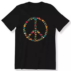 Peace Sign With Hearts T-shirt Men Women Kids T-shirt Love Hearts Hippie T-shirt - Picture 1 of 19