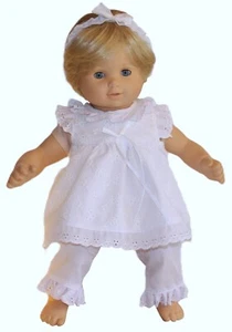 White Eyelet Lace Dress Pants & Headband fits 15" - 16" Bitty Baby Size Doll - Picture 1 of 5