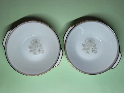 Vintage Noritake Japan BLAIR ROSE 6519 CEREAL BOWLS Lugged Handles SET/2 - image 1 of 4
