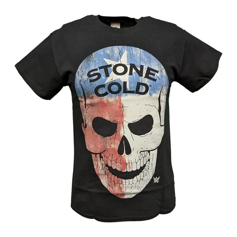 Stone Cold Steve Austin Texas Skull Mens Black T-shirt Cover