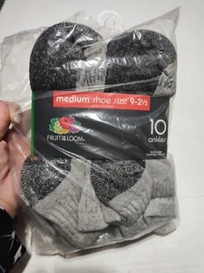 Fruit of the Loom Jungen Größe Medium 9-9,5 grau Dual Defense Söckchen 10er-Pack - Bild 1 von 4