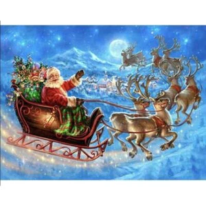 DIY 5D Diamond Painting Full Square Santa Reindeer Tools Included - Picture 1 of 12