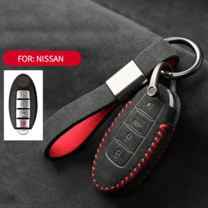 Full Suede Covered Key Fob Remote Protector Holder Cover Case For Nissan B - Picture 1 of 9