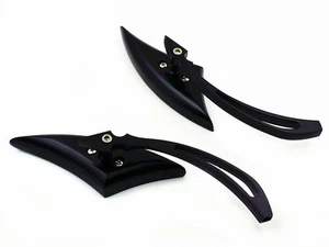 BLACK Spear BLADE Side Rear View Mirrors for Harley Chopper Bobber Custom Cafe - Picture 1 of 7