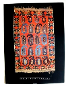 Alfombra turcomana Ersari, arte tejido 1980 póster original de la galería americana - Imagen 1 de 6