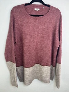 Fat Face Womens 14 Pink Beige Knit Color Block Sweater Jumper Casual Relax - Picture 1 of 6