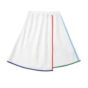 Girls Petit Clair EEUC Size 12 White Denim Skirt Colorful Piping Asymmetric - Picture 1 of 4