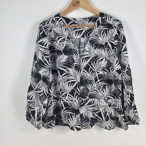 Katies womens blouse top size 16 black floral long sleeve round neck 051724 - Picture 1 of 8