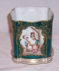 HERVORRAGENDE ANTIKE 4 1/2 "HOHE X 4 1/8" DRESDEN PORZELLAN OFFENE VASE - Bild 1 von 5