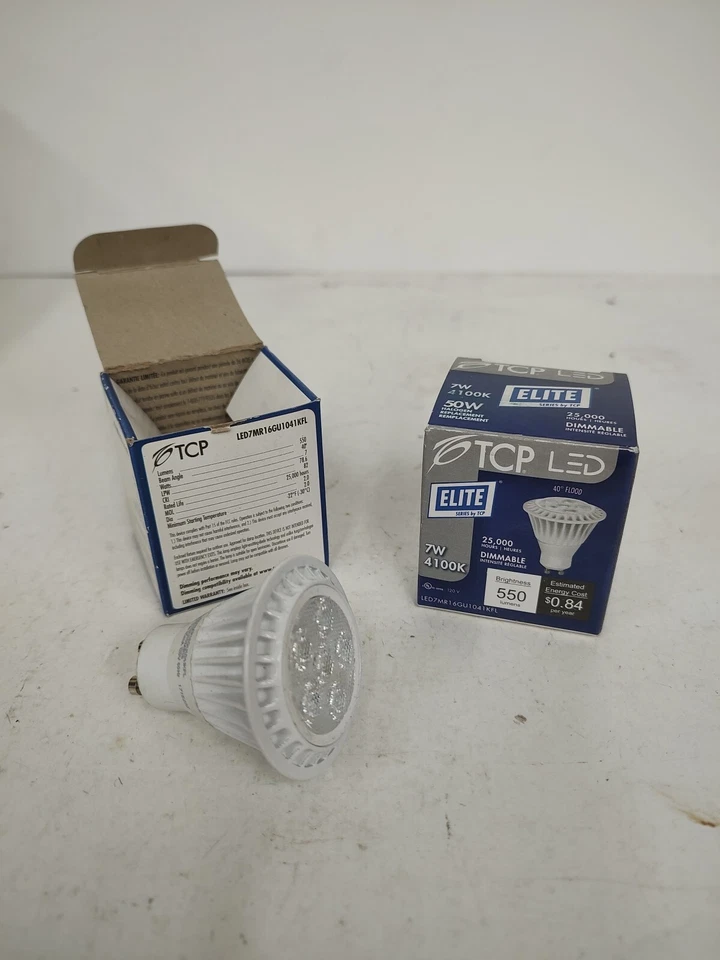 7W MR16 LED Flood Light Bulb GU10 Base Qty 2  TCP-LED7MR16GU1041KFL - Image 1 of 1