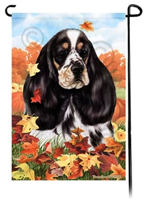 Gartenfahne fallende Blätter - Tri Cocker Spaniel - Bild 1 von 1