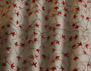 Bordado rojo sobre seda/rayón organza tela con red 44" W, por yarda (EB-957A) - Imagen 1 de 2