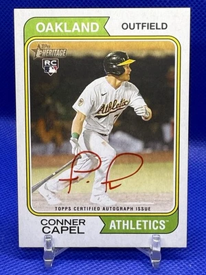 Conner Capel 2023 Topps Heritage Real One Autographs Red Ink /74 RC Oakland A's - Image 1 of 4