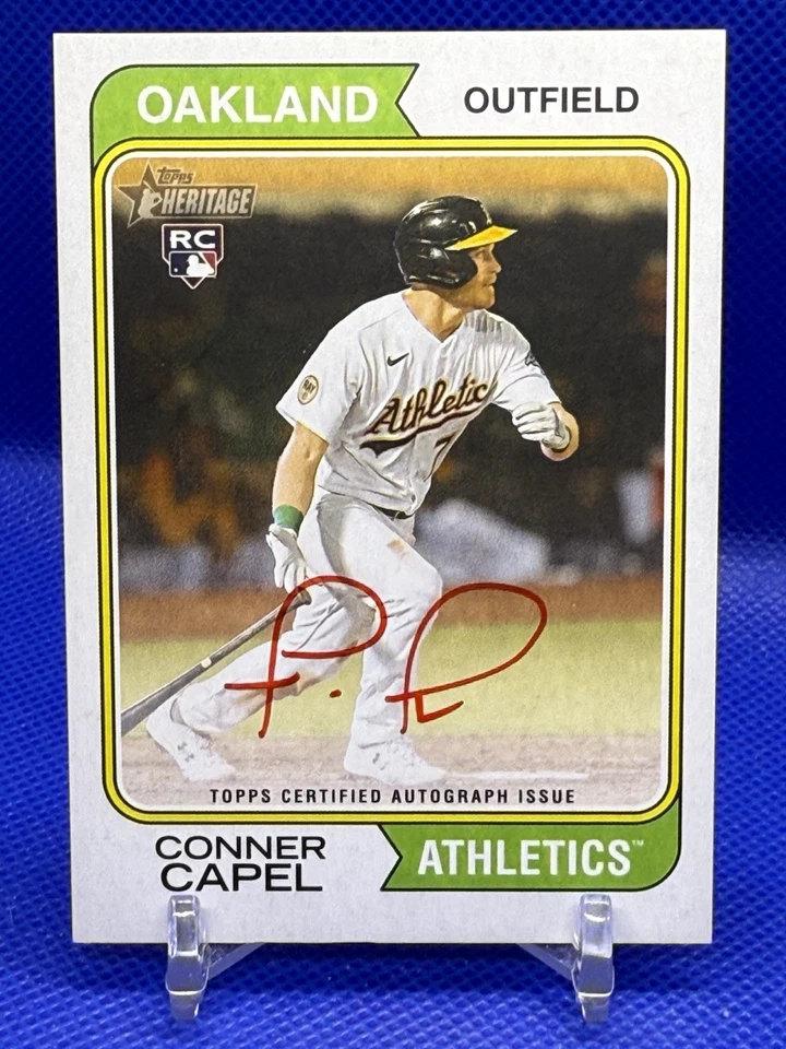 Conner Capel 2023 Topps Heritage Real One Autographs Red Ink /74 RC Oakland A's - Image 1 of 4