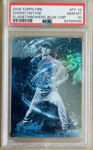 Shohei Ohtani 2018 Topps Fire Flamethrowers Blue Chip Rookie RC PSA 10 POP 18 - Picture 1 of 2