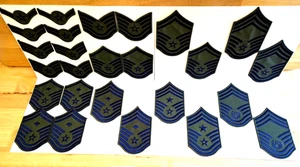 USAF patch chevrons (circa 1991) Set of 13 pairs Olive Drab Chevrons - Amn-CMSAF - Picture 1 of 10