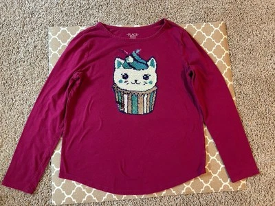 Camisa Manga Larga Children's Place Lentejuelas Gato Niña Talla XXL Foto 1 de 2