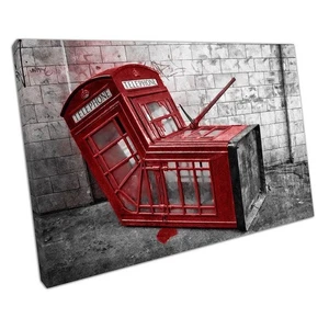 Banksy-Inspired Red London Telephone Booth Street Art Print - Ready to Hang - Picture 1 of 10