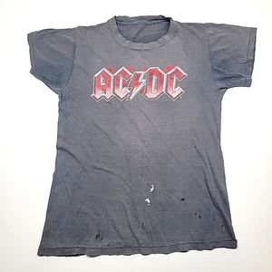 Camiseta de concierto AC/DC 1981 camiseta Chicago para hombre XS/pequeña puntada única *angustiada* - Imagen 1 de 12