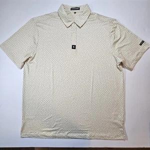 Byrd Gang Golf Polo Shirt Men's  XLs Yellow/Black Polka Dots & Old Stripes Green - Picture 1 of 21