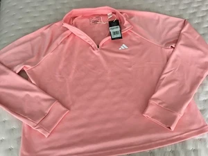 ADIDAS PINK AEROREADY HALF ZIP LONG SLEEVE CUFFED TOP/SIZE 18 L - Picture 1 of 10