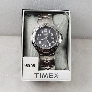 Orologio Uomo Analogico TIMEX INDIGLO T2C481 WR 50M DATA TONO ARGENTO QUARZO - Foto 1 di 9