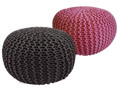 Strickhocker 2er Set Pouf Sitzpouf Sitzpuff Pouf Bodenkissen Ø 55cm - Bild 1 von 4