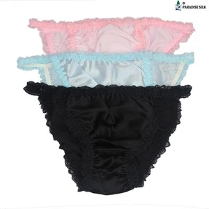 Women's Pure Silk Lace String Bikinis Panties Lot 3 pairs in One Pack - Picture 1 of 5