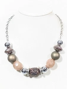 Coastal Chic Boho Chunky Silver Tone Statement Necklace 24 in - Picture 1 of 9