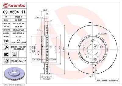 Disco de freno CHRYSLER CROSSFIRE 3.2 09.8304.11 Foto 1 de 2