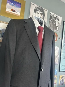 Canali Mens Blazer Jacket 100% Pure Wool Charcoal Grey 46L Made In Italy - Picture 1 of 13