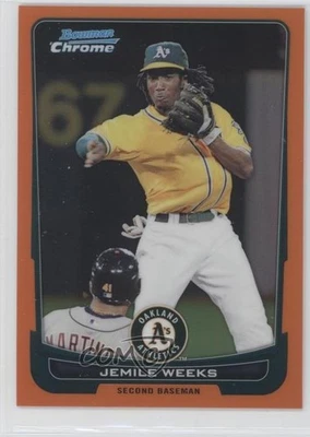 2012 Bowman Chrome Orange Refractor /25 Jemile Weeks #75 Rookie RC - Image 1 of 2
