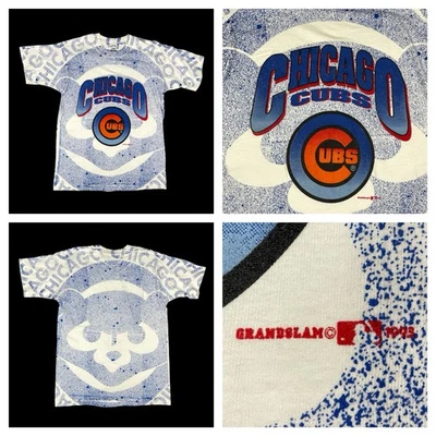 VINTAGE Chicago Cubs T-Shirt Mens Large 1993 All Over Print Double Sided 90s EUC - Image 1 of 4