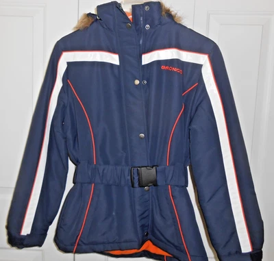 Ropa del equipo de la NFL para mujer Denver Broncos chaqueta/abrigo con capucha extraíble talla mediana Foto 1 de 4