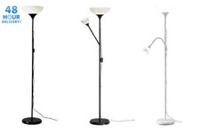 IKEA Tall Floor Standing Lamp Black & White Reading Light Uplighter NOT