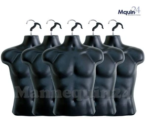 5 Pack Male Torso Mannequins Black Men Hanging Dress Forms - Picture 1 of 4