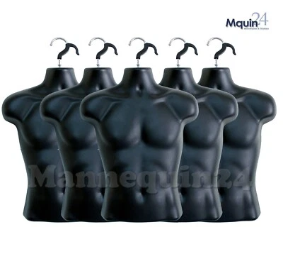 5 Pack Male Torso Mannequins Black Men Hanging Dress Forms  - Image 1 of 4