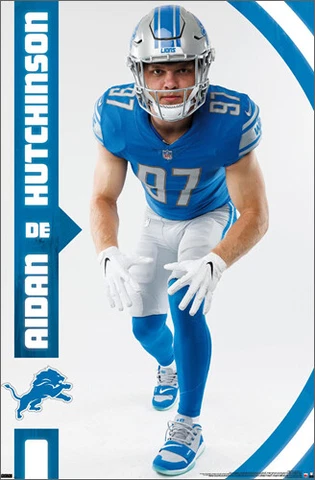 Aidan Hutchinson FEARSOME Detroit Lions NFL Football Action 22x34 Wall POSTER Cover