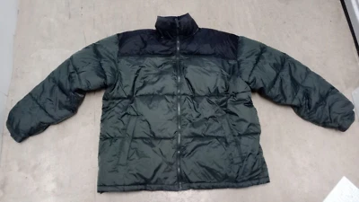 Steve Barry's Double Down Jacket Men's Puffer Coat Nylon Hooded Zip 2XL Green - Image 1 of 4
