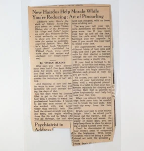 1950s Laminated Hair Salon Morale Pin Curling Diet Series Beauty Article Ad - Imagen 1 de 5