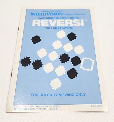 Vintage Intellivision Reversi Cartridge Instructions Manual Booklet 1981 - Image 1 of 4