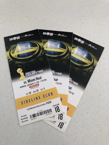 2015-16 Golden State Warriors v Heat SEASON TICKET Win #36 73 Win Season RARE Cover