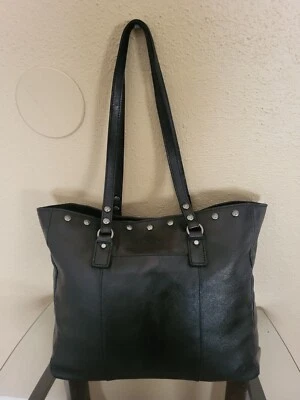 Bolsa de mão de couro Patricia Nash vintage XL preta. O estado é muito bom. - Imagem 1 de 4