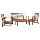 Solid Acacia Wood Garden Lounge Set 4 Pieces Outdoor Sofa Table &amp;Bench &amp;2 Chairs