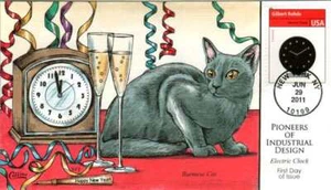 COLLINS HAND PAINTED 4546 Electric Clock Cat Watching Clock - Picture 1 of 1
