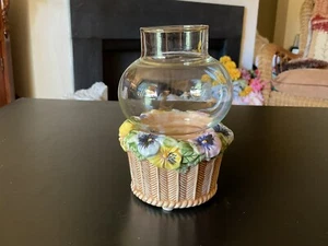 Yankee Candle Ceramic And Glass Mini Pansey Hurricane Tea Light Candle Holder - Picture 1 of 10
