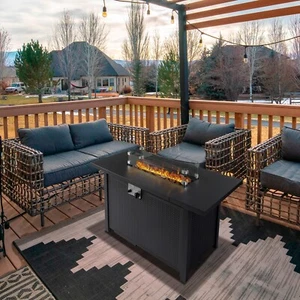 Outdoors Propane Fire Pit 43" Gas Fire Pit Table 50000BTU Patio Heater & Cover - Picture 1 of 11
