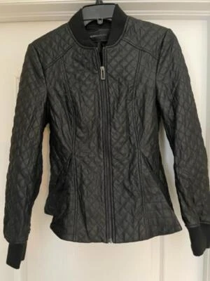 BCBG MAXAZRIA Quilted Faux Leather Moto Jacket Black - Size XS - Fast - Image 1 of 3